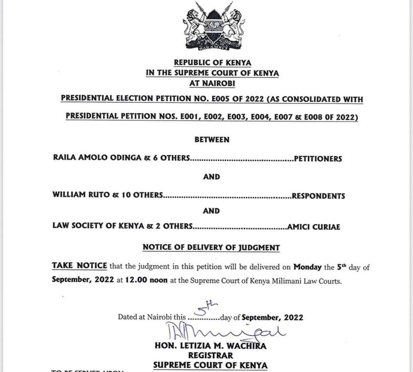 The Supreme Court Judges to deliver their ruling at 12:00 PM
